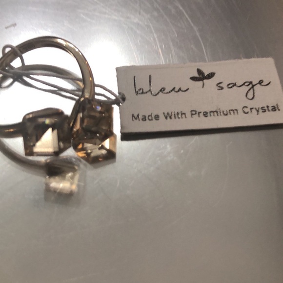 Bleu sage champagne colored   sterling silver 925 made with crystal premium - Picture 7 of 10